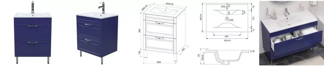 Тумба с раковиной «Iddis» Oxford 60 (Optima Home 60/46) синий Тумба с раковиной «Iddis» Oxford 60 (Optima Home 60/46) синий