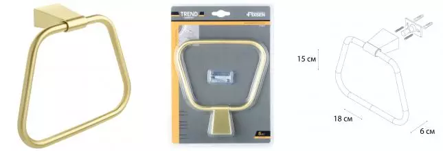 Полотенцедержатель «Fixsen» Trend Gold FX-99011 на стену золото-сатин