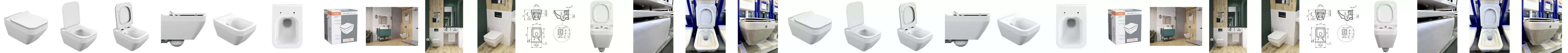 Уценка, Подвесной унитаз безободковый «Cersanit» Crea Square CleanOn DPL EO Slim белый с сиденьем дюропласт ультратонкое с микролифтом белое