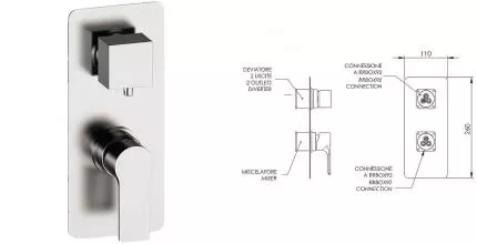 Внешняя часть смесителя «Remer» Energy EY92KB на 2 выхода хром Внешняя часть смесителя «Remer» Energy EY92KB на 2 выхода хром