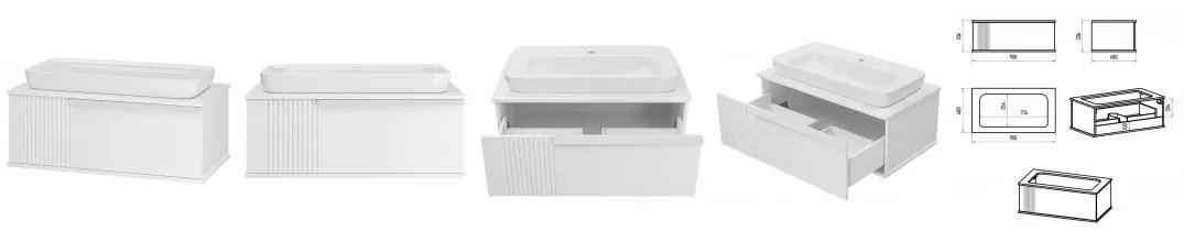 Тумба с раковиной «Brevita» Savoy 90 (Doppio 80) подвесная белая