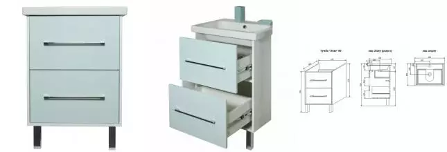 Тумба с раковиной «Sanflor» Экко 60 (Como 60) мята/белая