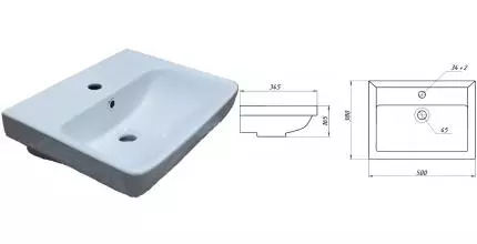 Раковина «Универсал» Томь 50 фарфоровая белая