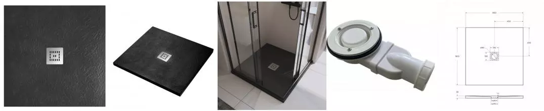 Душевой поддон «Belbagno» TRAY-MR-UNO-A-90-35-NERO-CR низкий из литьевого мрамора квадратный с сифоном чёрный Душевой поддон «Belbagno» TRAY-MR-UNO-A-90-35-NERO-CR низкий из литьевого мрамора квадратный с сифоном чёрный