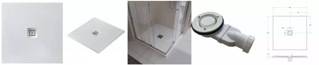 Душевой поддон «Belbagno» TRAY-MR-UNO-A-90-35-W-CR низкий из литьевого мрамора квадратный с сифоном белый Душевой поддон «Belbagno» TRAY-MR-UNO-A-90-35-W-CR низкий из литьевого мрамора квадратный с сифоном белый