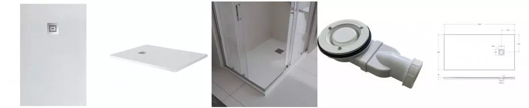 Душевой поддон «Belbagno» TRAY-MR-UNO-AH-160/80-35-W-CR низкий из литьевого мрамора прямоугольный с сифоном белый