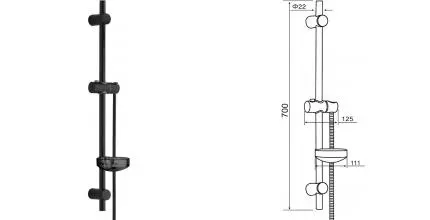 Штанга для душа «Orange» O-Shower OS7B со шлангом чёрная матовая