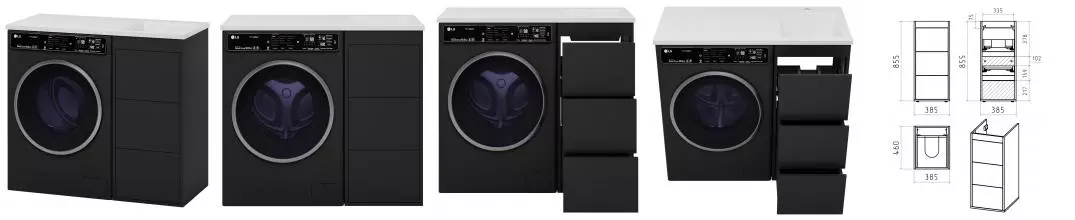 Тумба с раковиной под стиральную машину «Brevita» Grafit 40 (Гавана 100 правая) графит