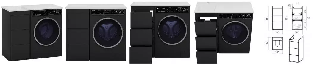 Тумба с раковиной под стиральную машину «Brevita» Grafit 40 (Гавана 100 левая) графит