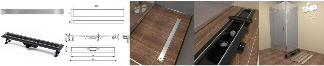 Душевой лоток «Timo» SP10-PG10 70см SP10700-PG10700 боковой выпуск нержавеющая сталь Душевой лоток «Timo» SP10-PG10 70см SP10700-PG10700 боковой выпуск нержавеющая сталь