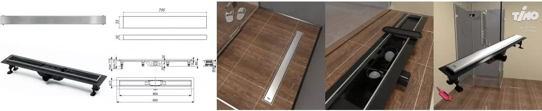 Душевой лоток «Timo» SP10-PG10 80см SP10800-PG10800 боковой выпуск нержавеющая сталь Душевой лоток «Timo» SP10-PG10 80см SP10800-PG10800 боковой выпуск нержавеющая сталь