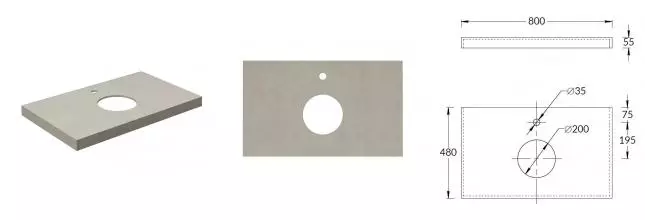 Мебельная столешница «Kerama Marazzi» Про Чементо 80 керамогранит бежевая матовая