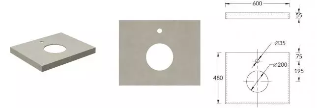 Мебельная столешница «Kerama Marazzi» Про Чементо 60 керамогранит бежевая матовая