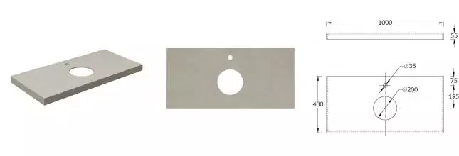 Мебельная столешница «Kerama Marazzi» Про Чементо 100 керамогранит бежевая матовая