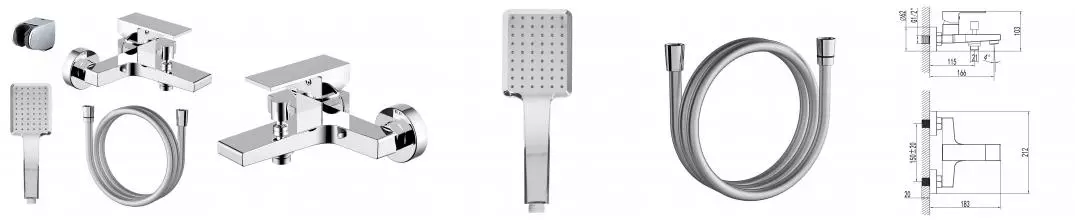 Смеситель для ванны «Azario» Eddie AZ-WQY238207C хром Смеситель для ванны «Azario» Eddie AZ-WQY238207C хром