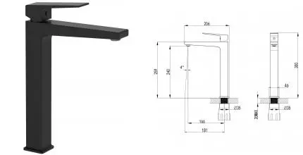 Смеситель для раковины «Azario» Eddie AZ-VBH168U07PA чёрный Смеситель для раковины «Azario» Eddie AZ-VBH168U07PA чёрный