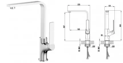 Смеситель для кухонной мойки «Azario» Vise AZ-VQQ568330C хром Смеситель для кухонной мойки «Azario» Vise AZ-VQQ568330C хром