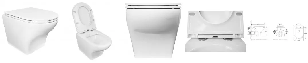 Подвесной унитаз безободковый «Azario» Porta AZ-0064 белый с сиденьем дюропласт с микролифтом белое Подвесной унитаз безободковый «Azario» Porta AZ-0064 белый с сиденьем дюропласт с микролифтом белое