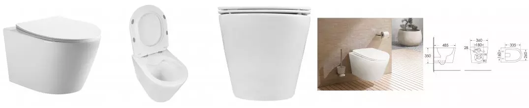 Подвесной унитаз безободковый «Azario» Vento AZ-1046 белый с сиденьем дюропласт с микролифтом белое Подвесной унитаз безободковый «Azario» Vento AZ-1046 белый с сиденьем дюропласт с микролифтом белое