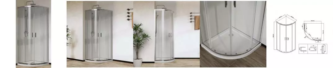 Душевой угол-ограждение «Vincea» City VSQ-5CT800CL 80/80 прозрачный/хром четверть круга без поддона Душевой угол-ограждение «Vincea» City VSQ-5CT800CL 80/80 прозрачный/хром четверть круга без поддона