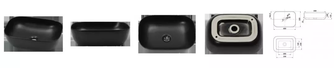 Раковина «Melana» MLN-320328MB 46 фаянсовая чёрная