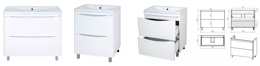 Тумба с раковиной «Misty» Атлантик 100 (Атлантик 100) белая