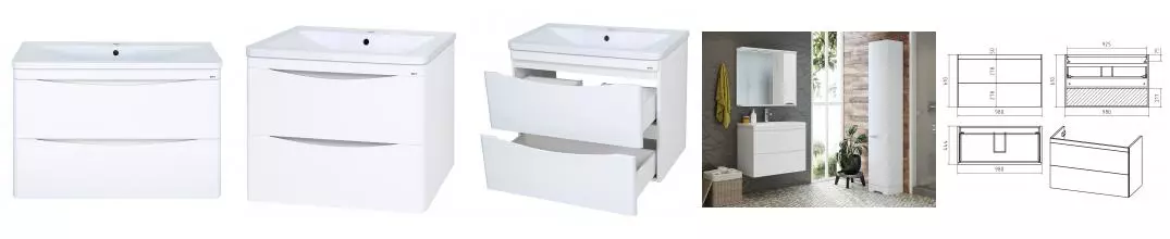 Тумба с раковиной «Misty» Атлантик 100 (Атлантик 100) подвесная белая