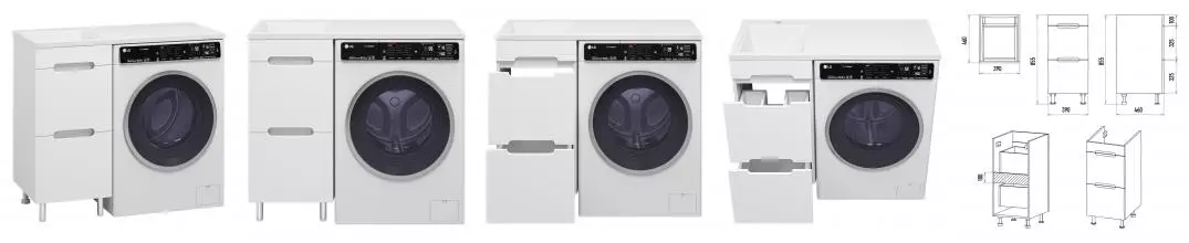 Тумба с раковиной под стиральную машину «Misty» Байкал 40 (Гавана 100 левая) белая