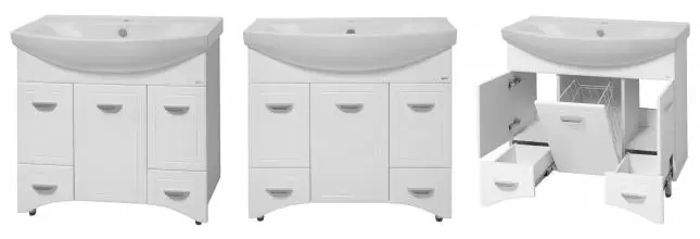 Тумба с раковиной «Misty» Дрея 85 (Элеганс 85) с корзиной белая Тумба с раковиной «Misty» Дрея 85 (Элеганс 85) с корзиной белая