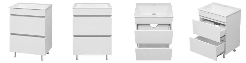 Тумба с раковиной «Misty» Енисей 60 с 2 ящиками (Амальфи 60) белая