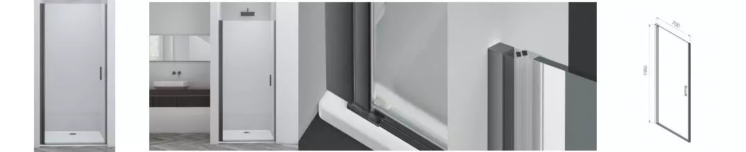 Душевая дверь «Vincea» Alpha VDP-3AL700CLGM 70/195 прозрачная/вороненая сталь