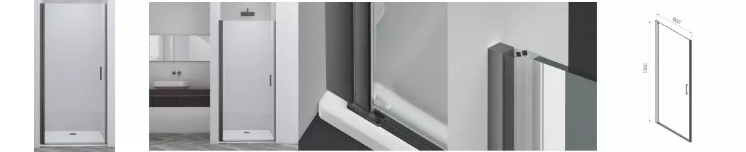 Душевая дверь «Vincea» Alpha VDP-3AL900CLGM 90/195 прозрачная/вороненая сталь