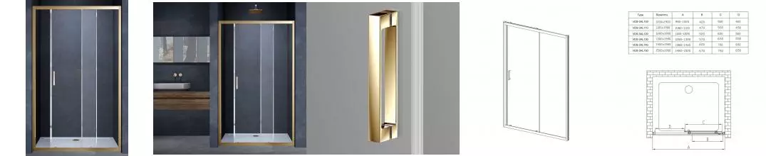 Душевая дверь «Vincea» Alpha VDS-3AL110CLG 110/190 прозрачная/брашированное золото
