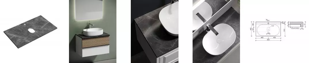Мебельная столешница «Sancos» TT80A1X 80 с отверстием под смеситель керамогранит Black Sky матовая Мебельная столешница «Sancos» TT80A1X 80 с отверстием под смеситель керамогранит Black Sky матовая