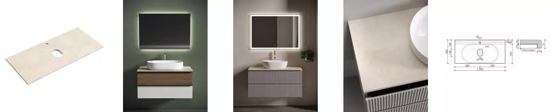 Мебельная столешница «Sancos» TT100A2X 100 с отверстием под смеситель керамогранит Kreman матовая Мебельная столешница «Sancos» TT100A2X 100 с отверстием под смеситель керамогранит Kreman матовая