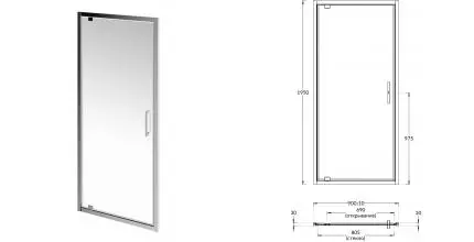 Душевая дверь «Kerama Marazzi» Vetro VE.90.PD.CR 90/195 прозрачная/хром универсальная