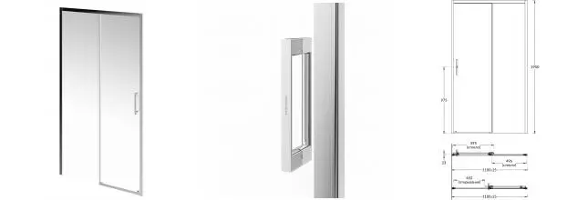 Душевая дверь «Kerama Marazzi» Vetro VE.110.SD.CR 110/195 прозрачная/хром универсальная