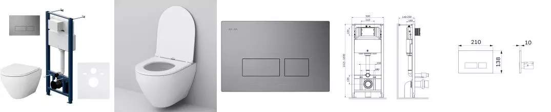 Комплект инсталляция с унитазом, крышкой и кнопкой смыва «Am.Pm» Spirit V2.0 FlashClean IS47031.701700 безободковый белый