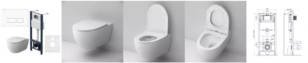 Комплект инсталляция с унитазом, крышкой и кнопкой смыва «Am.Pm» IS47001.111700 безободковый белый