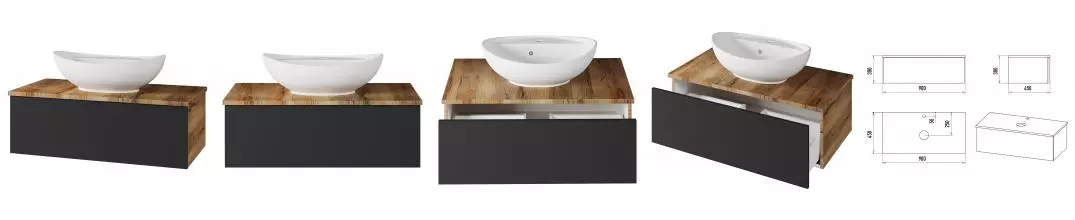 Тумба с раковиной «Misty» Ива 90 (Гамма 60) подвесная графит/каштан Тумба с раковиной «Misty» Ива 90 (Гамма 60) подвесная графит/каштан