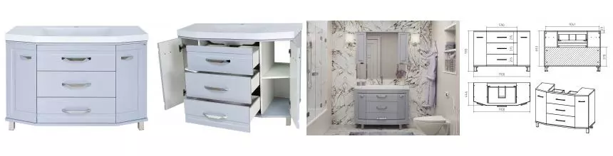 Тумба с раковиной «Misty» Терра 110 (Слим 110) серая