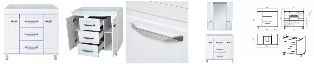 Тумба с раковиной «Misty» Терра 90 (Рава 90) белая