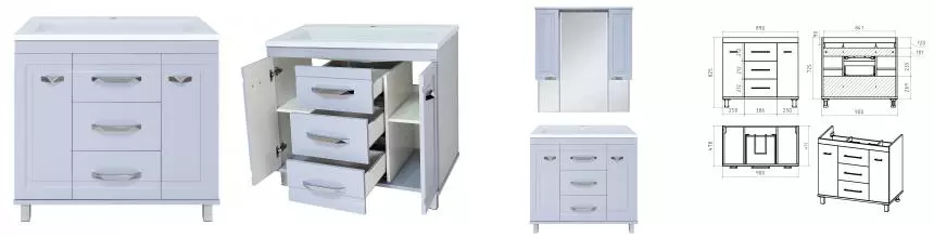 Тумба с раковиной «Misty» Терра 90 (Рава 90) серая