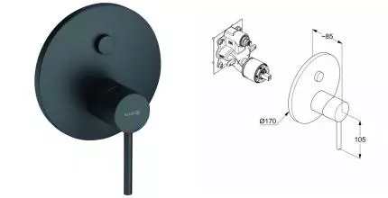 Внешняя часть смесителя «Kludi» Bozz 386593976 чёрная матовая Внешняя часть смесителя «Kludi» Bozz 386593976 чёрная матовая