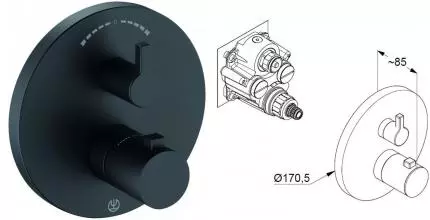 Внешняя часть смесителя «Kludi» Nova Fonte Puristic 208303915 чёрная матовая