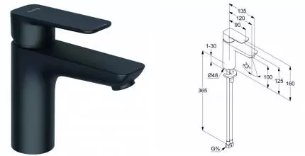 Смеситель для раковины «Kludi» Pure&Style 402923975 чёрный матовый Смеситель для раковины «Kludi» Pure&Style 402923975 чёрный матовый