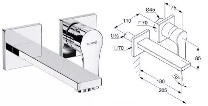 Внешняя часть смесителя «Kludi» Zenta SL 482440565 хром