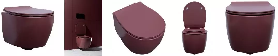 Подвесной унитаз безободковый «Allen Brau» Fantasy 4.11004.BD/4.11005.BD бордовый с сиденьем дюропласт с микролифтом