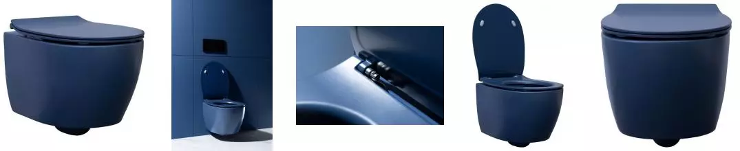 Подвесной унитаз безободковый «Allen Brau» Fantasy 4.11004.ID/4.11005.ID индиго с сиденьем дюропласт с микролифтом синее