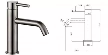 Смеситель для раковины «AQUAme» Siena AQM6210GM оружейная сталь